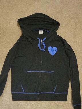 Victoria's Secret PINK Black Hoodie with Blue Trim